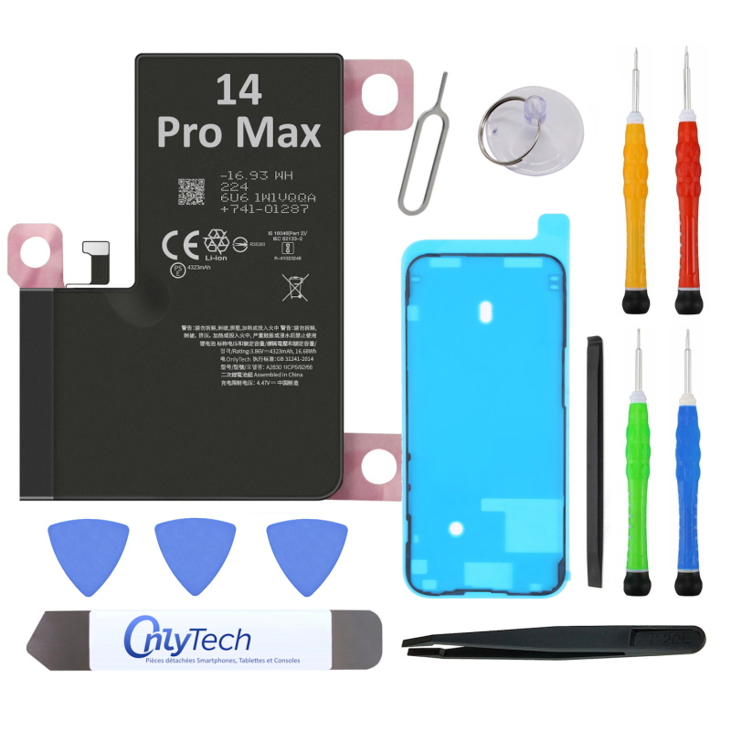 Kit Batterie Premium de Remplacement pour iPhone 14 Pro Max- 4323mAh avec outils