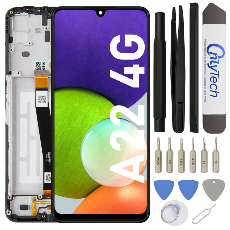 Écran LCD du Samsung Galaxy A22 4G assemblé sur châssis - Avec Outils