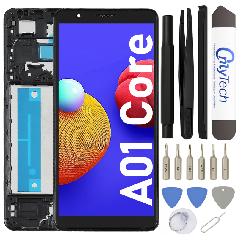 Écran LCD du Samsung Galaxy A01 Core assemblé sur châssis - Avec outils