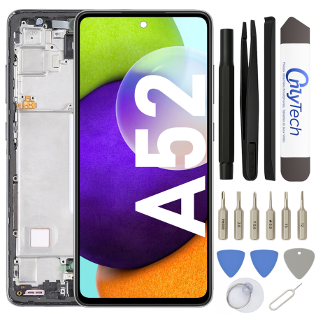 Écran LCD du Samsung Galaxy A52 4G et 5G Noir assemblé sur châssis - Avec outils
