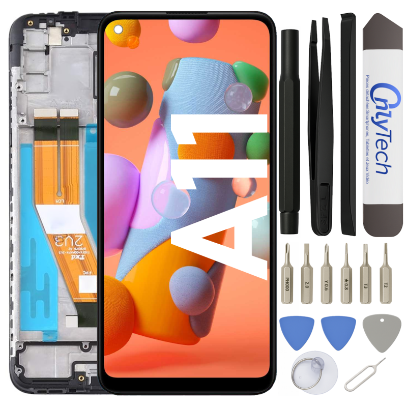 Écran LCD du Samsung Galaxy A11 assemblé sur châssis - Avec outils
