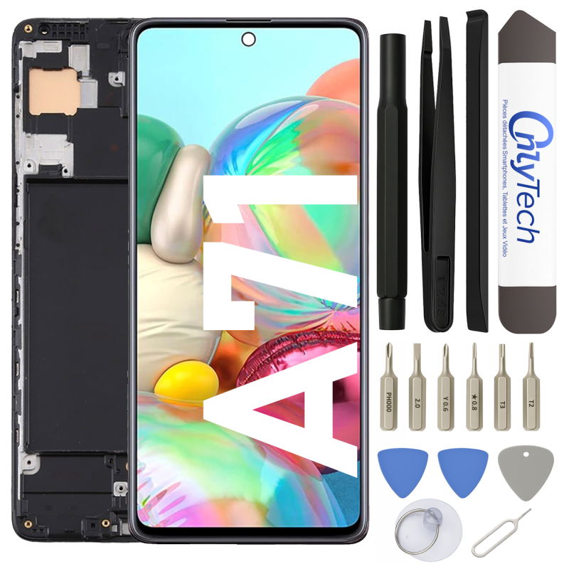 Écran LCD du Samsung Galaxy A71 assemblé sur châssis - Avec outils