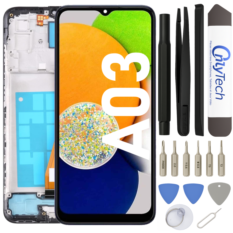Écran LCD du Samsung Galaxy A03 assemblé sur châssis - Avec outils