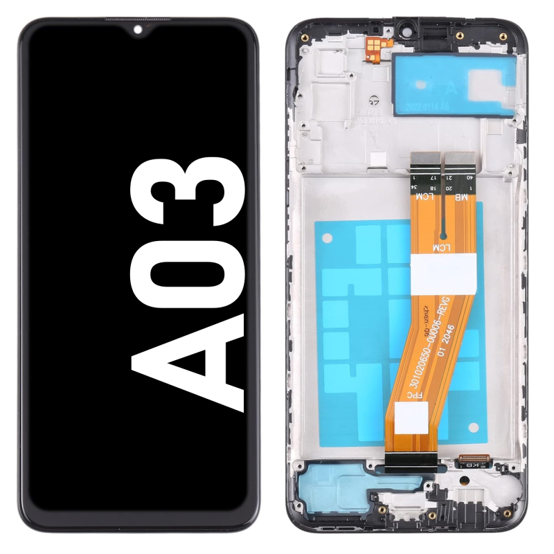 Écran LCD du Samsung Galaxy A03 assemblé sur châssis