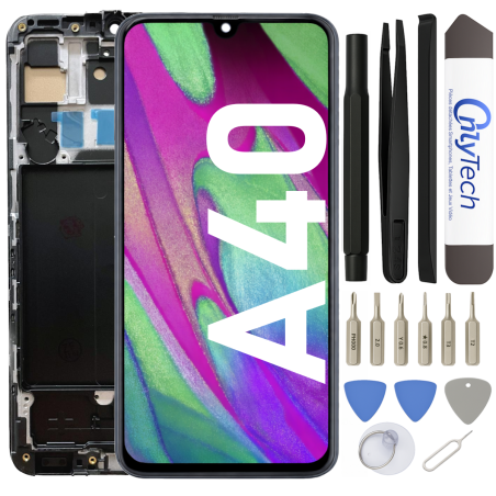 Écran LCD du Samsung Galaxy A40 assemblé sur châssis - Avec outils