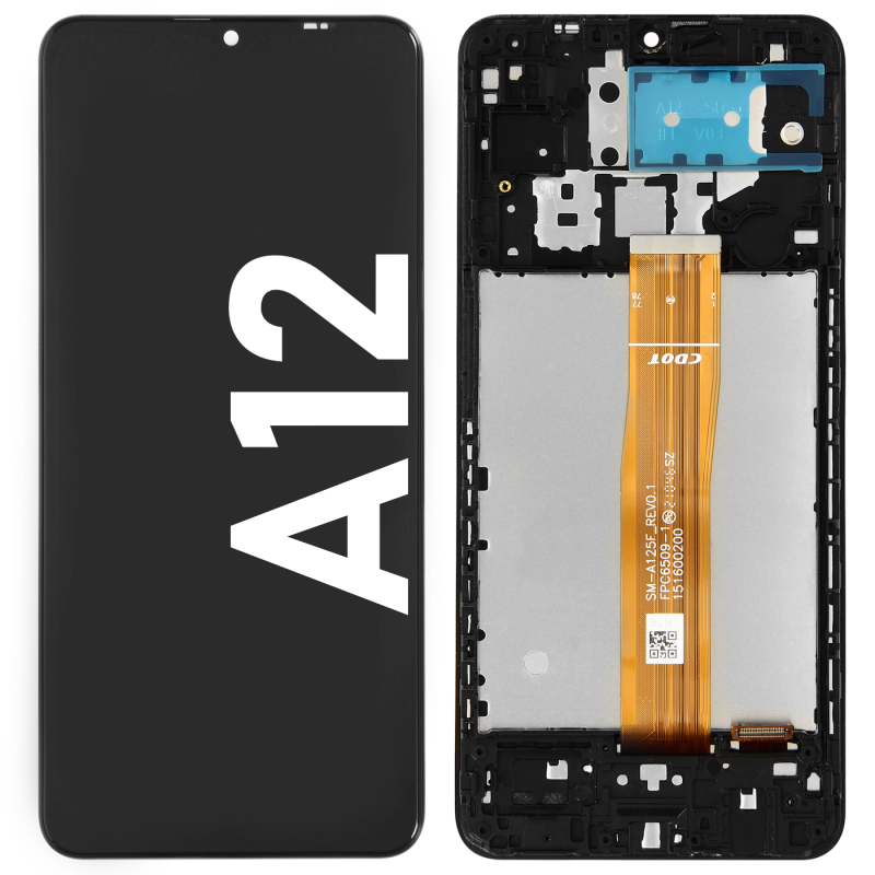 Écran LCD du Samsung Galaxy A12 assemblé sur châssis