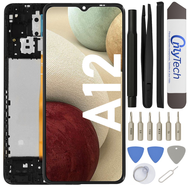 Écran LCD du Samsung Galaxy A12 assemblé sur châssis - Avec outils