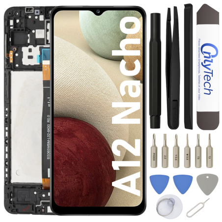 Écran LCD du Samsung Galaxy A12 Nacho assemblé sur châssis - Avec outils