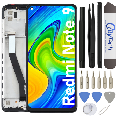 Écran LCD du Xiaomi Redmi Note 9 assemblé sur châssis - Avec outils