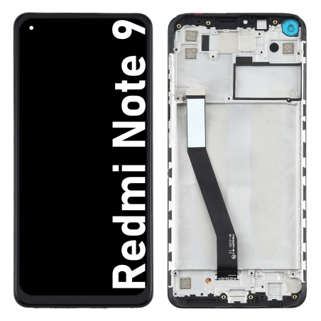 Écran LCD du Xiaomi Redmi Note 9 assemblé sur châssis