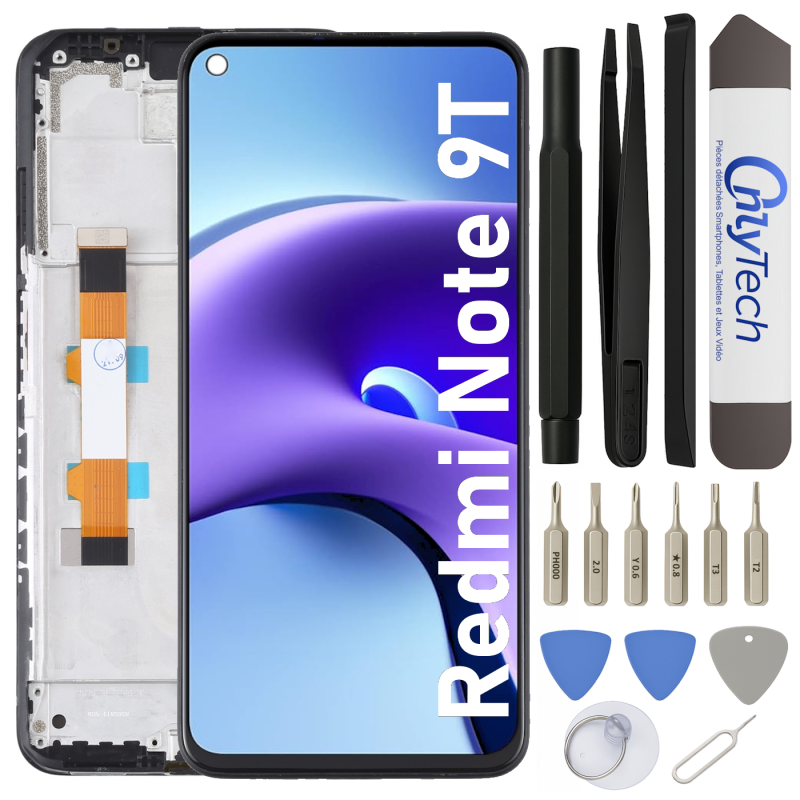 Écran LCD du Xiaomi Redmi Note 9T assemblé sur châssis - Avec outils