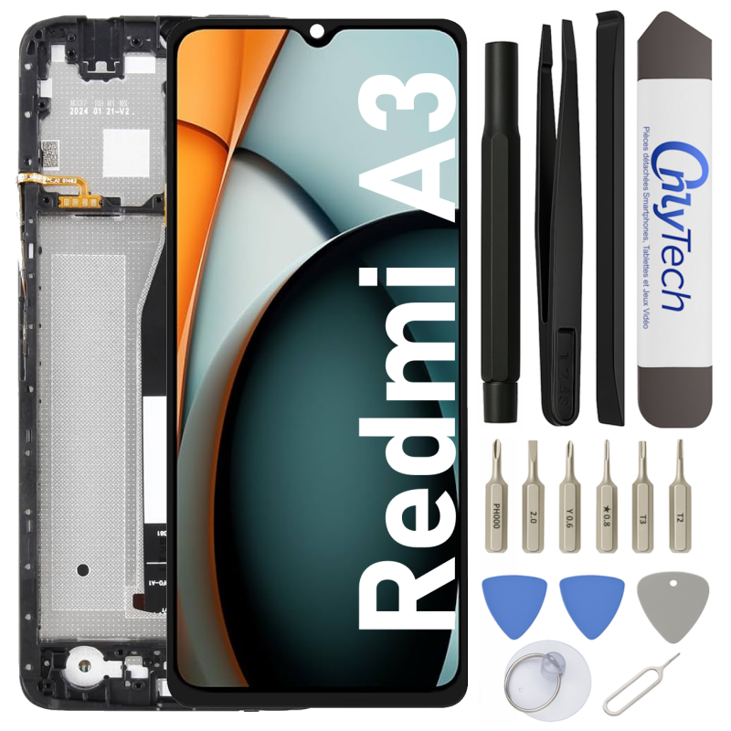 Écran LCD du Xiaomi Redmi A3 assemblé sur châssis - Avec outils