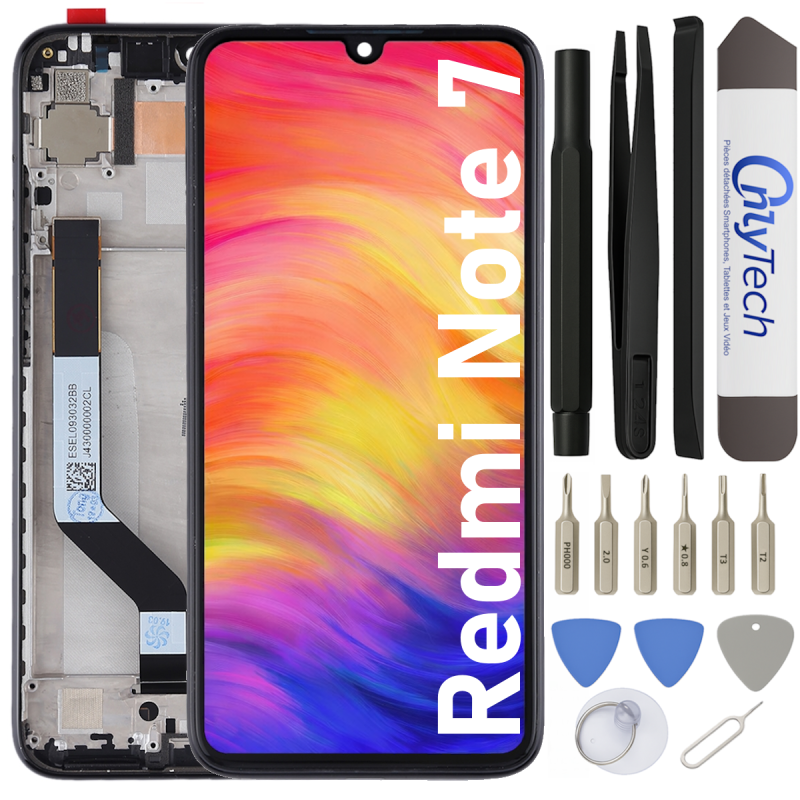Écran LCD du Xiaomi Redmi Note 7 assemblé sur châssis - Avec outils