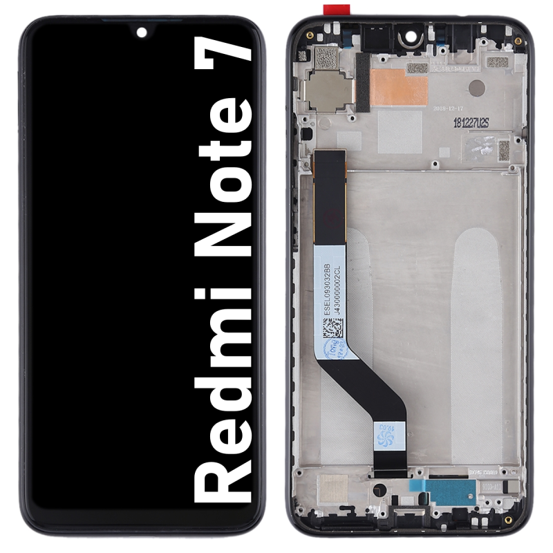 Écran LCD du Xiaomi Redmi Note 7 assemblé sur châssis