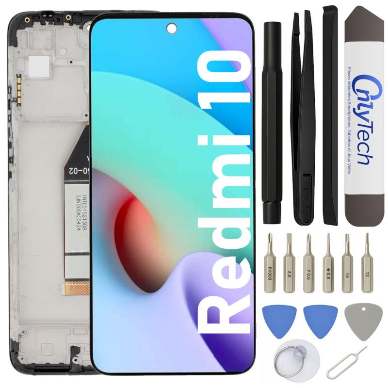 Écran LCD du Xiaomi Redmi 10 assemblé sur châssis - Avec outils