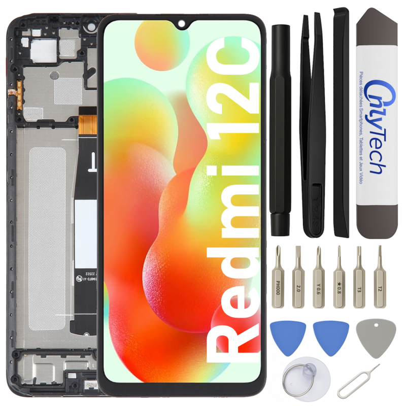 Écran LCD du Xiaomi Redmi 12C assemblé sur châssis - Avec outils