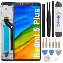 Écran LCD du Xiaomi Redmi 5 Plus Noir assemblé sur châssis - Avec outils