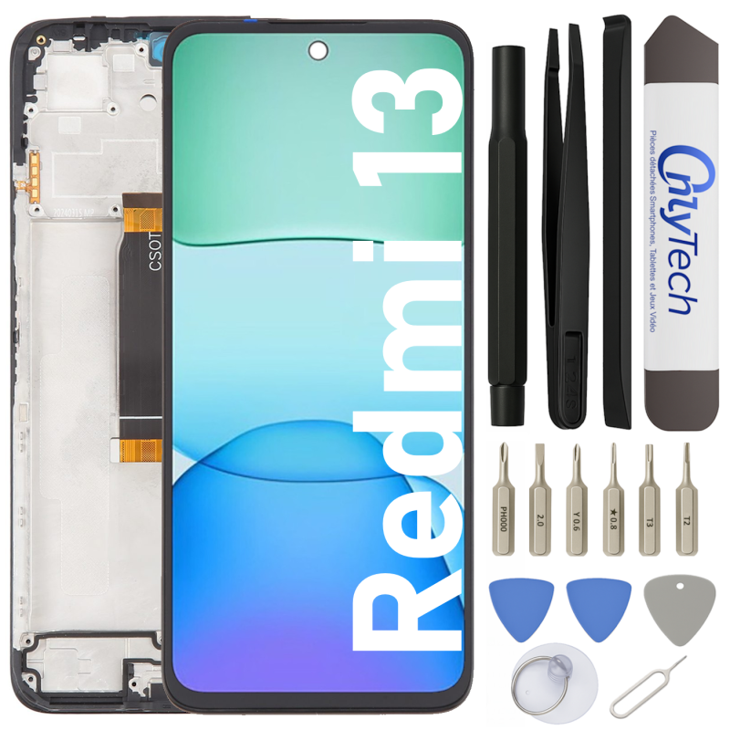 Écran LCD du Xiaomi Redmi 13 assemblé sur châssis - Avec outils
