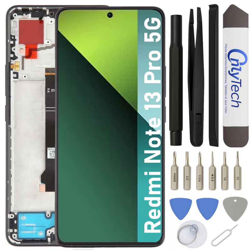 Écran LCD du Xiaomi Redmi Note 13 Pro 5G assemblé sur châssis - Avec outils