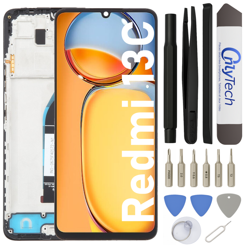 Écran LCD du Xiaomi Redmi 13C assemblé sur châssis - Avec outils