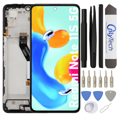 Écran LCD du Xiaomi Redmi Note 11S 5G assemblé sur châssis - Avec outils