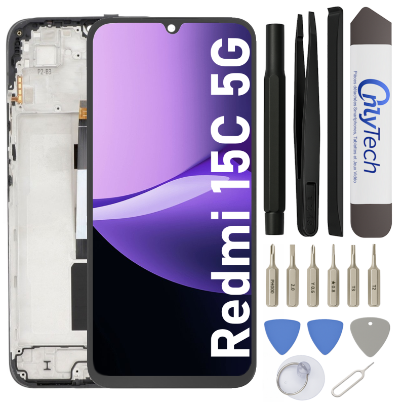 Écran LCD du Xiaomi Redmi 15C 5G assemblé sur châssis Version Mondiale - Avec outils