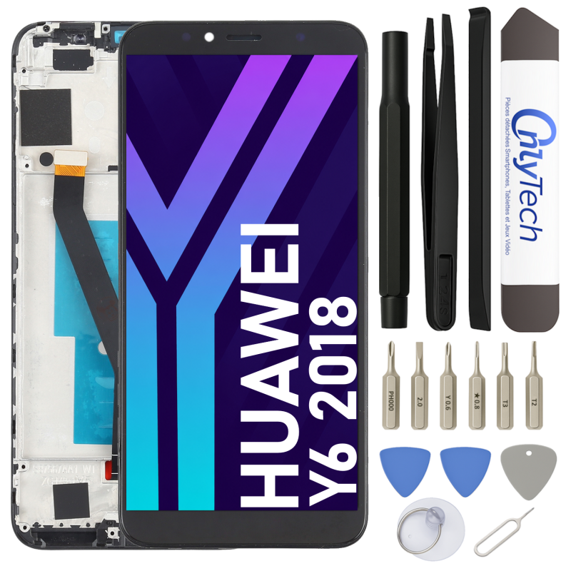 Écran LCD du Huawei Y6 2018 assemblé sur châssis - Avec outils