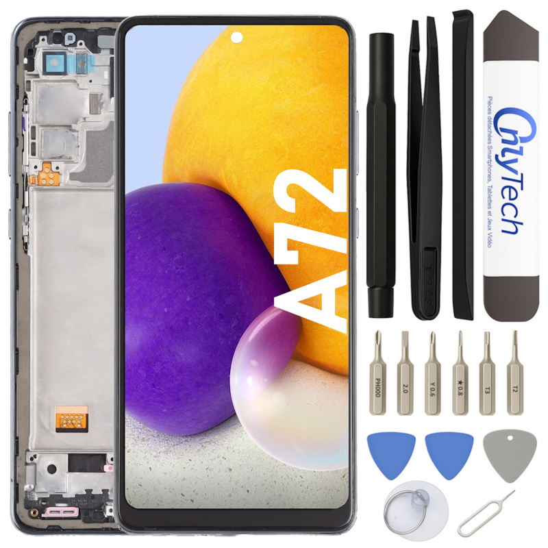Écran LCD du Samsung Galaxy A72 assemblé sur châssis - Avec outils Écran LCD du Samsung Galaxy A72 assemblé sur châssis - Avec outils