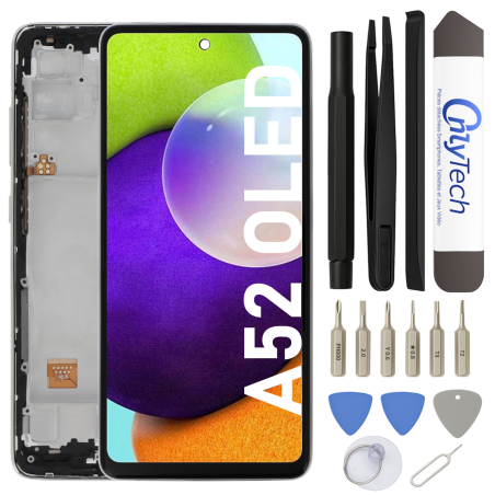 Écran OLED du Samsung Galaxy A52 4G et 5G Blanc assemblé sur châssis - Avec outils