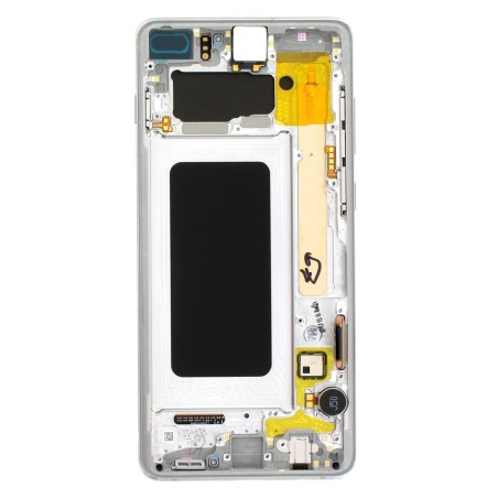 Bloc écran AMOLED + Tactile Original Samsung Assemblé sur châssis pour Samsung Galaxy S10 PLUS Prism White (Blanc)