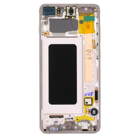 Bloc écran AMOLED + Tactile Original Samsung Assemblé sur châssis pour Samsung Galaxy S10 PLUS Ceramic White (Blanc)
