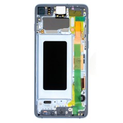 Bloc écran AMOLED + Tactile Original Samsung Assemblé sur châssis pour Samsung Galaxy S10 Prism Blue (Bleu)