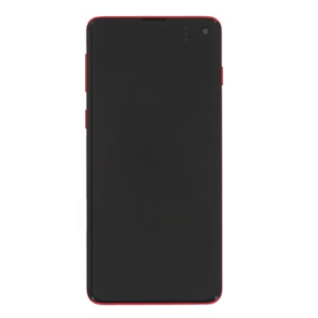 Bloc écran AMOLED + Tactile Original Samsung Assemblé sur châssis pour Samsung Galaxy S10 Cardinal Red (Rouge)