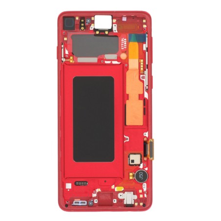 Bloc écran AMOLED + Tactile Original Samsung Assemblé sur châssis pour Samsung Galaxy S10 Cardinal Red (Rouge)