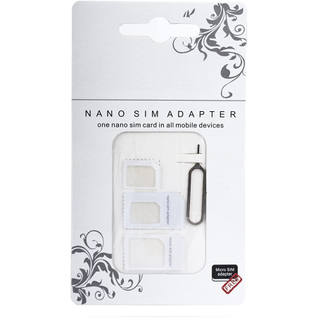 Kit adaptateur carte Nano SIM vers SIM / Micro SIM et Micro SIM vers SIM - Noir