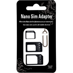 Kit adaptateur carte Nano SIM vers SIM / Micro SIM et Micro SIM vers SIM - Noir