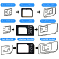 Kit adaptateur carte Nano SIM vers SIM / Micro SIM et Micro SIM vers SIM - Noir