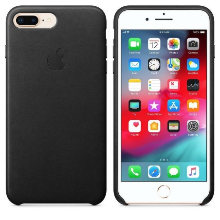 Officiel Apple - Coque en cuir pour iPhone 8 Plus - Noir