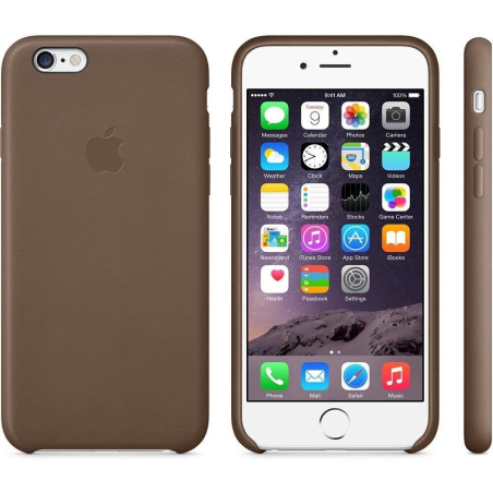 Officiel Apple - Coque en cuir pour iPhone 6 - Marron Olive