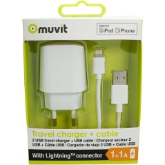 Muvit Chargeur Secteur et câble Blanc pour iPhone et iPad