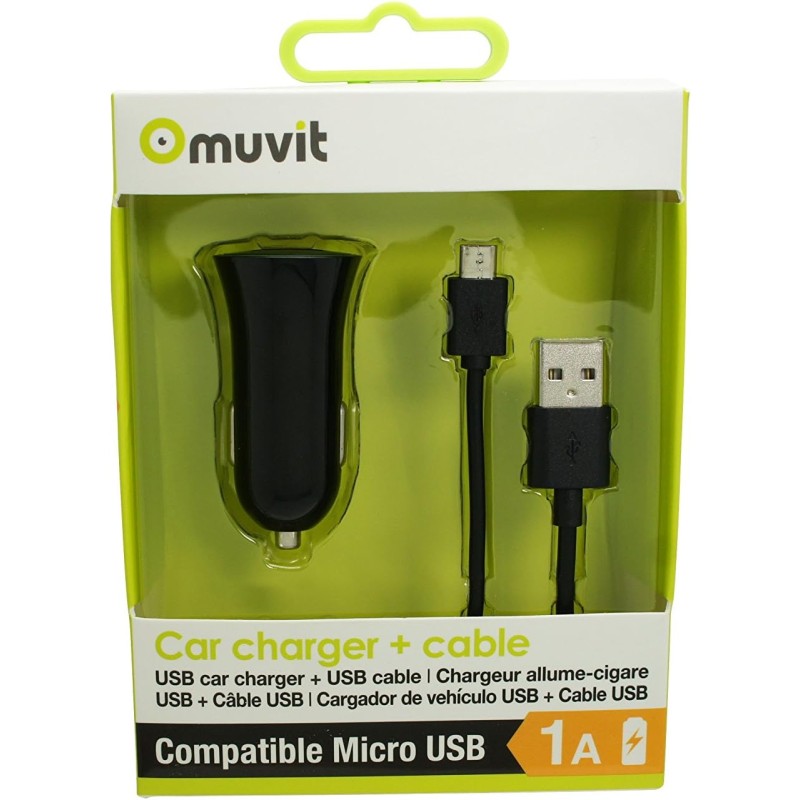 Muvit Chargeur Allume-Cigare et câble Noir Micro USB